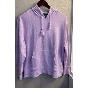 Signature Studio L Women Purple Hooded Active Pullover Long Sleeve